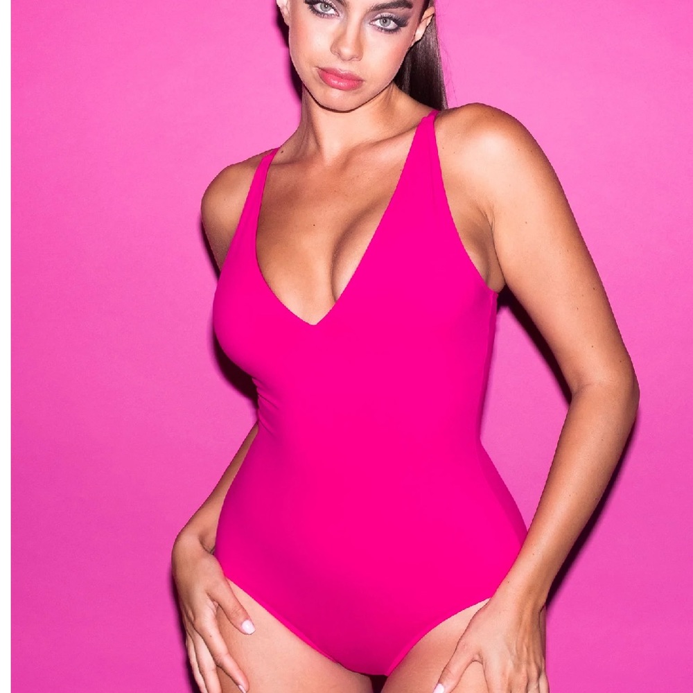 TA3 Pink Plungey shaping swimsuit